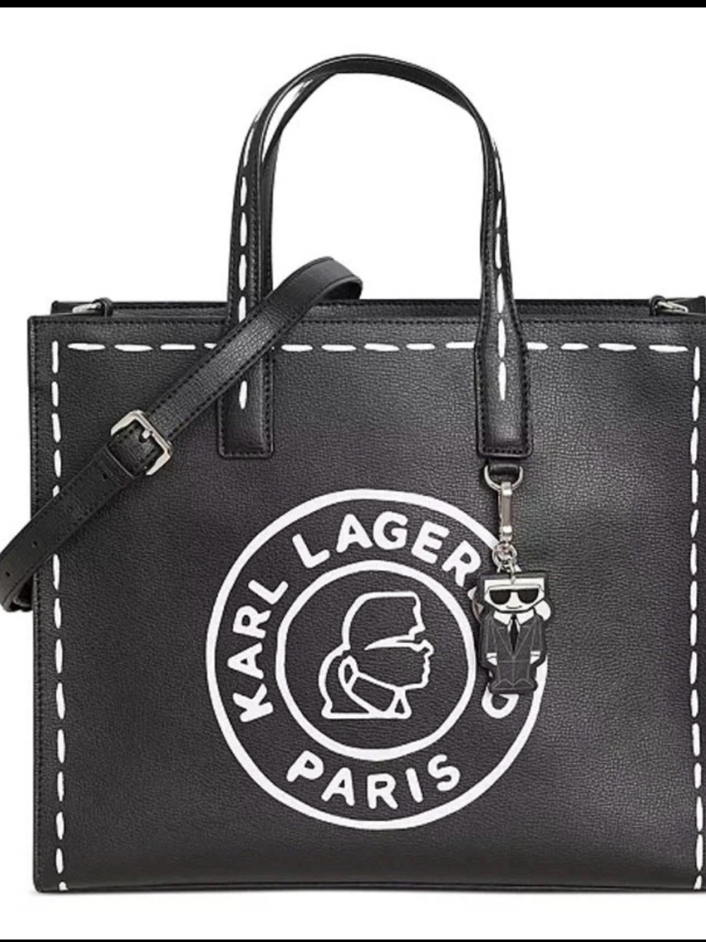 Karl Lagerfeld Black Crossbody Tote with White Logo